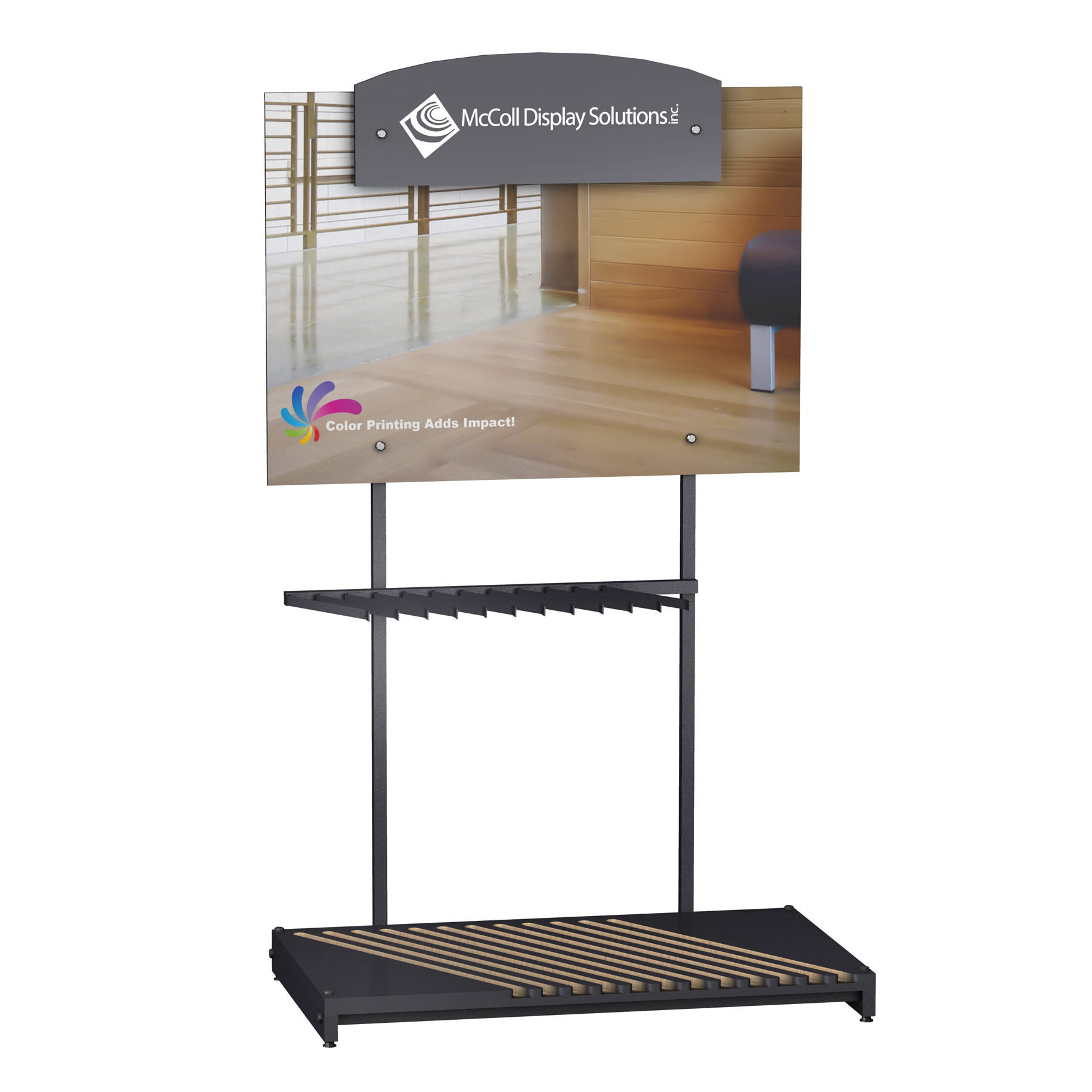 Hardwood Display CD101 Sturdy Frame Holds Wood and Laminate Planks Securely For Great Visibility with Option of Signage
