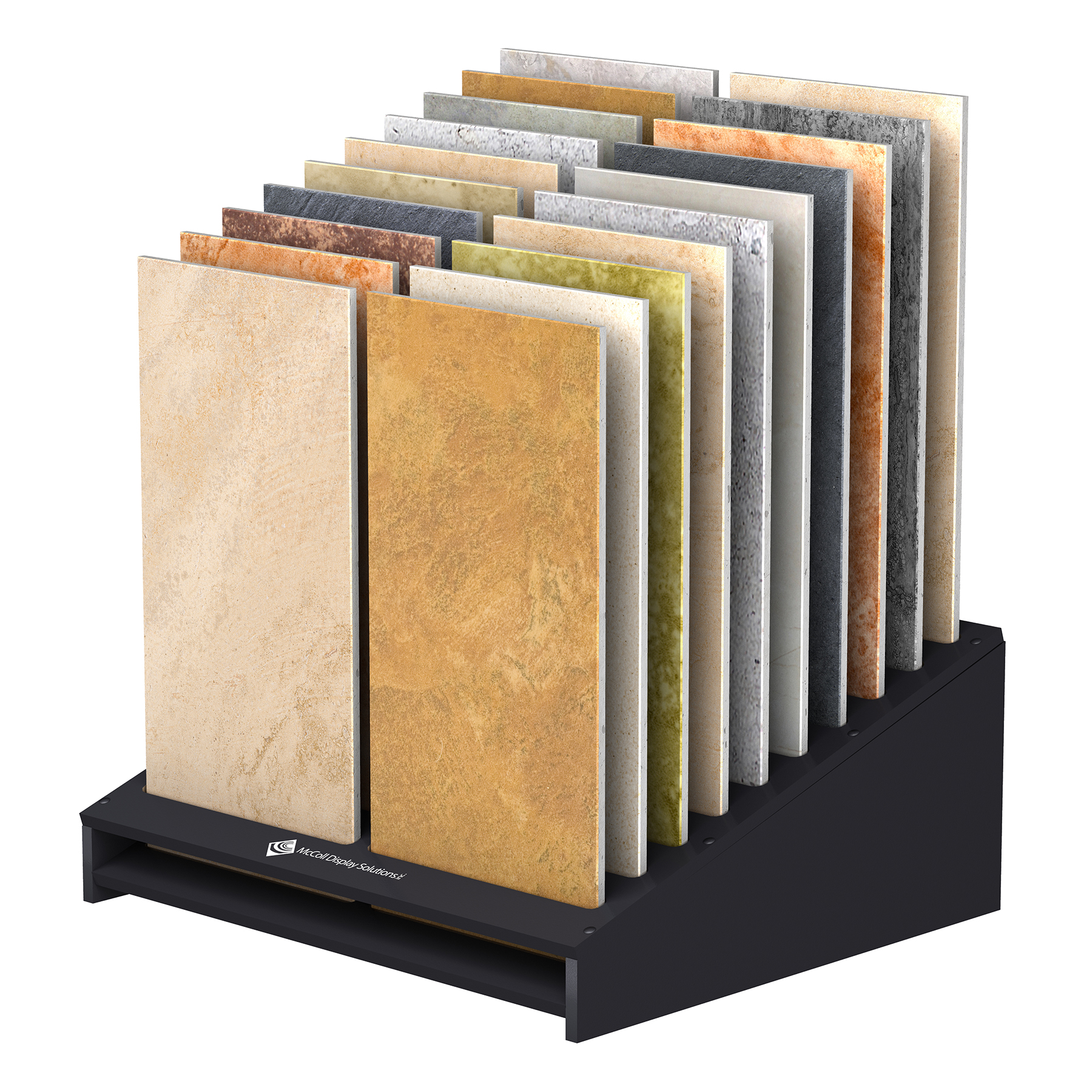 Space Saver Display, the CD26 Slotted Waterfall Style Displays Tile Stone Travertine Quartz
