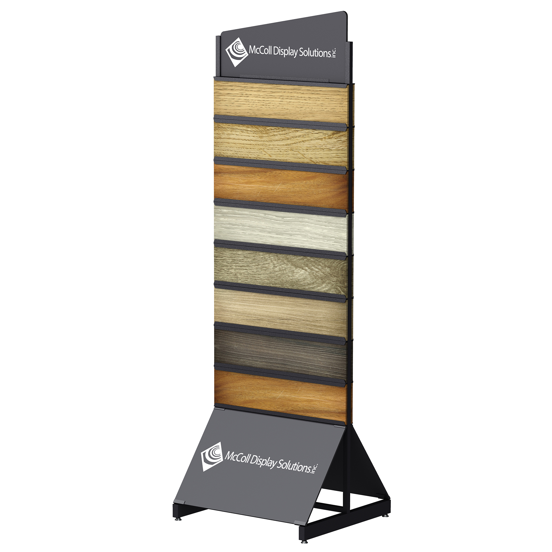 Sturdy Tubular Steel Construction CD30 Tower Display for Hardwood Laminate Plank Flooring with Screen Printed Sign