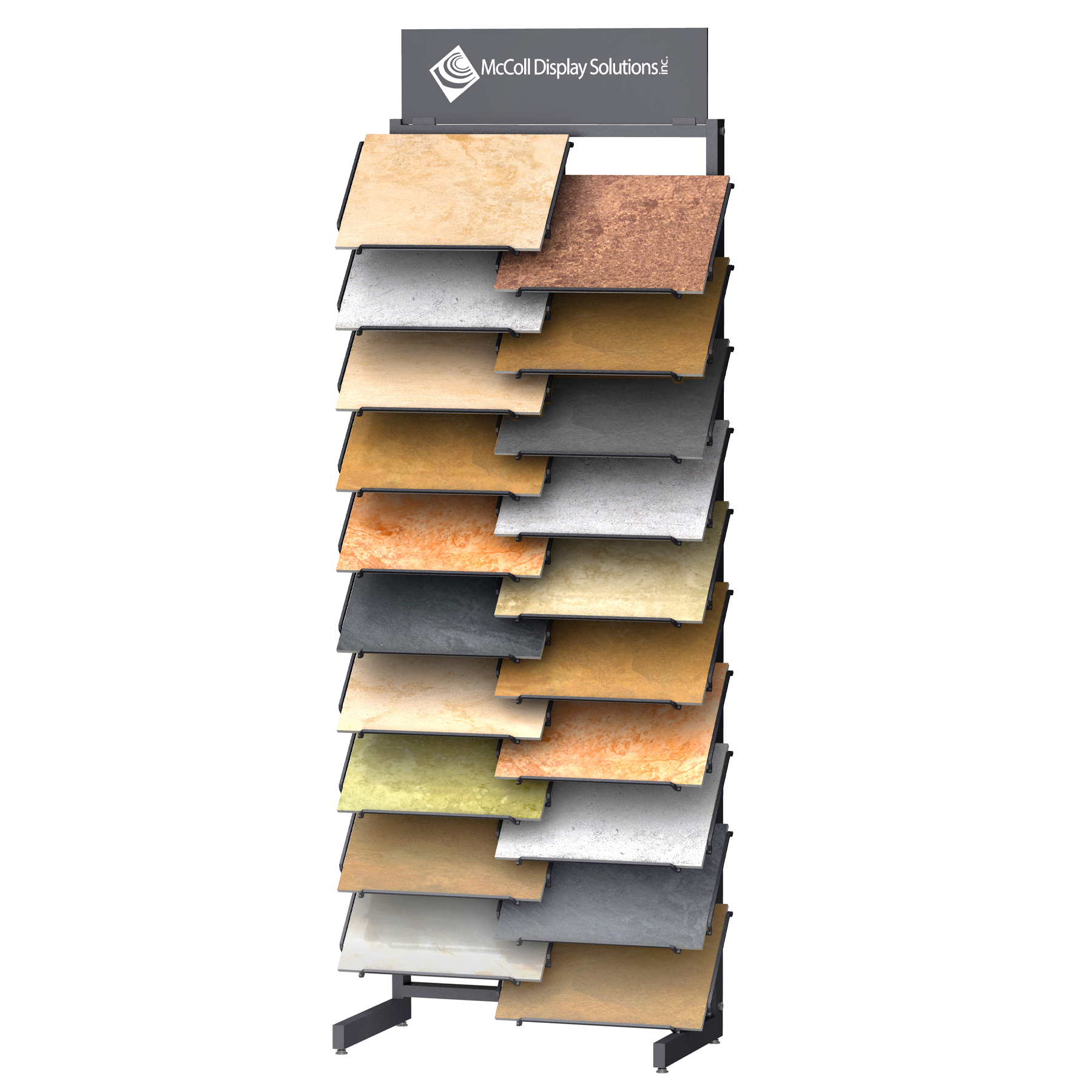CD39 Staggered Configuration Tower Sample Shelf System Stand Tile Stone Marble Quartz Tiles Showroom Displays
