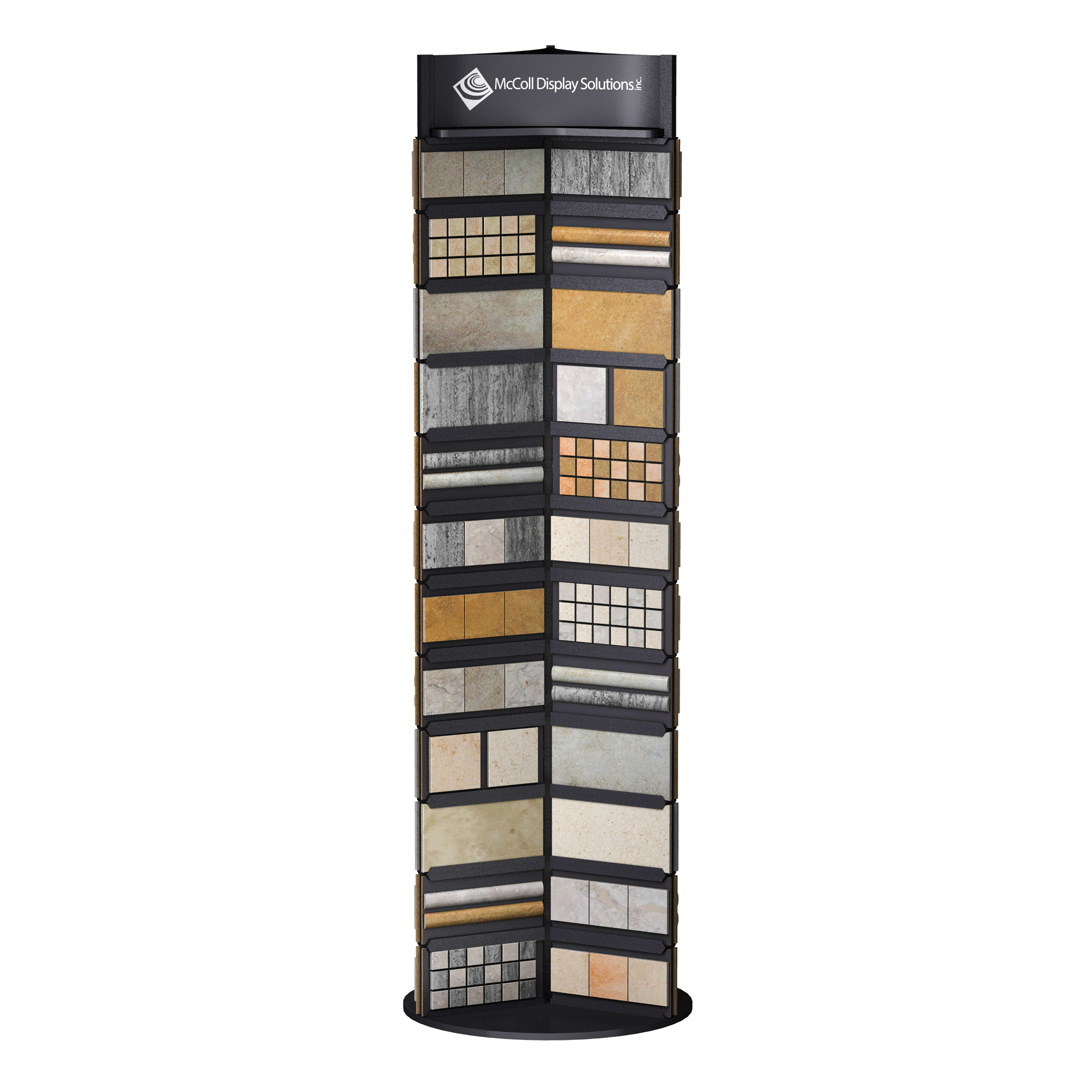CD51 Rotating Tower With Sample Boards Listello Tile Stone Marble Wood Showroom Displays McColl Display