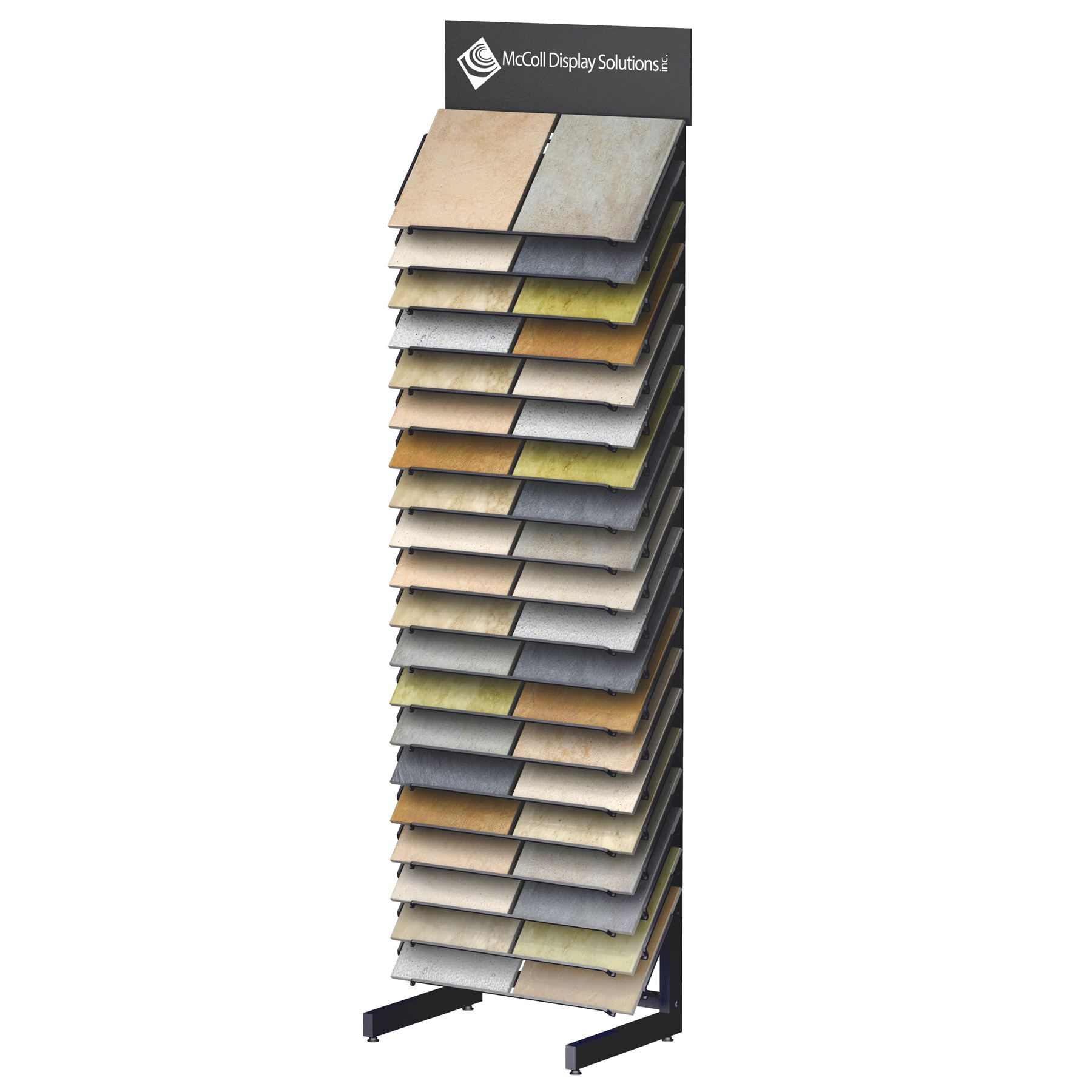CD60 Tower Display for Flooring Showroom Powder Coated Steel Frame and Wire Shelves