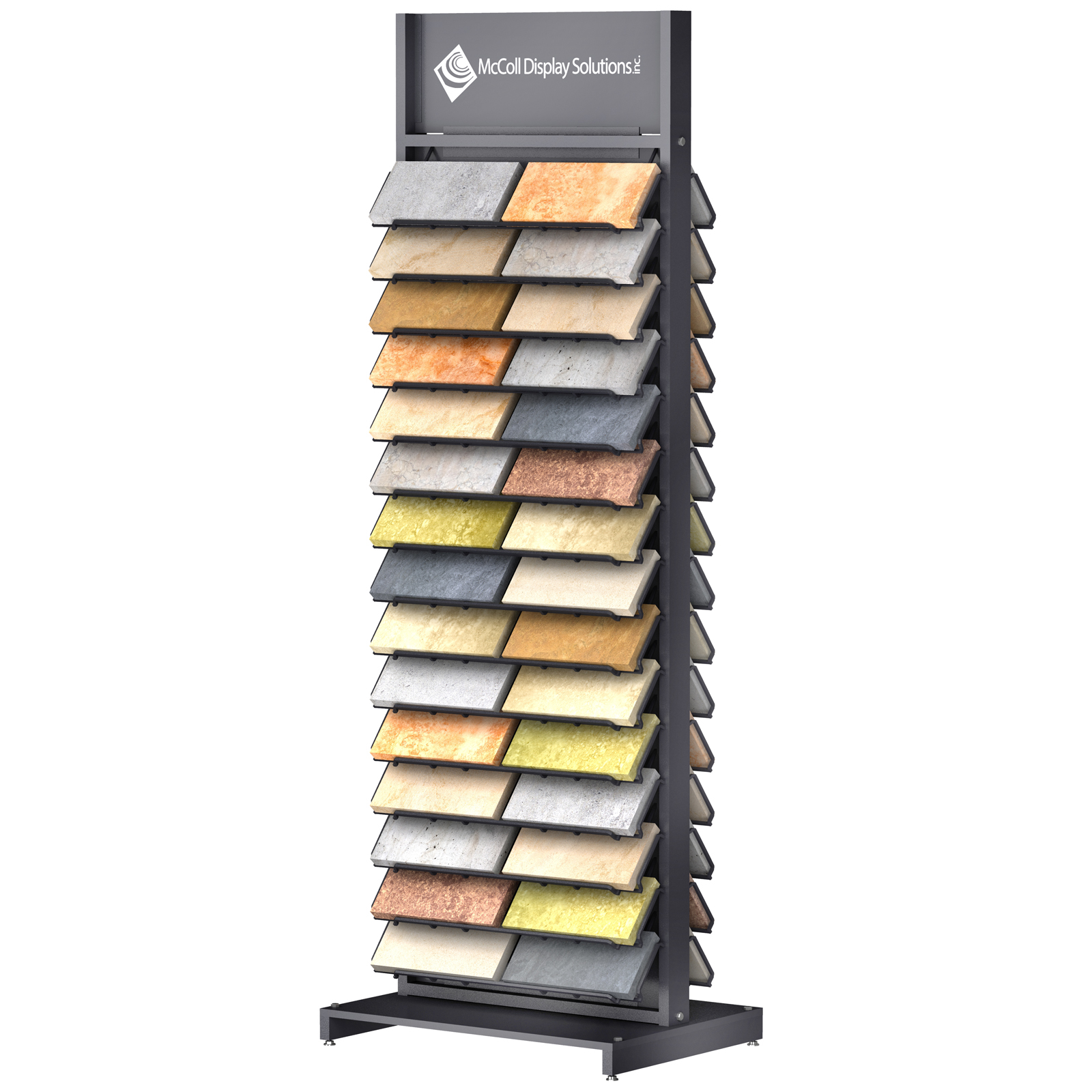 Easy to Customize Steel Tower with Wire Shelves Double Sided Flooring Showroom Display