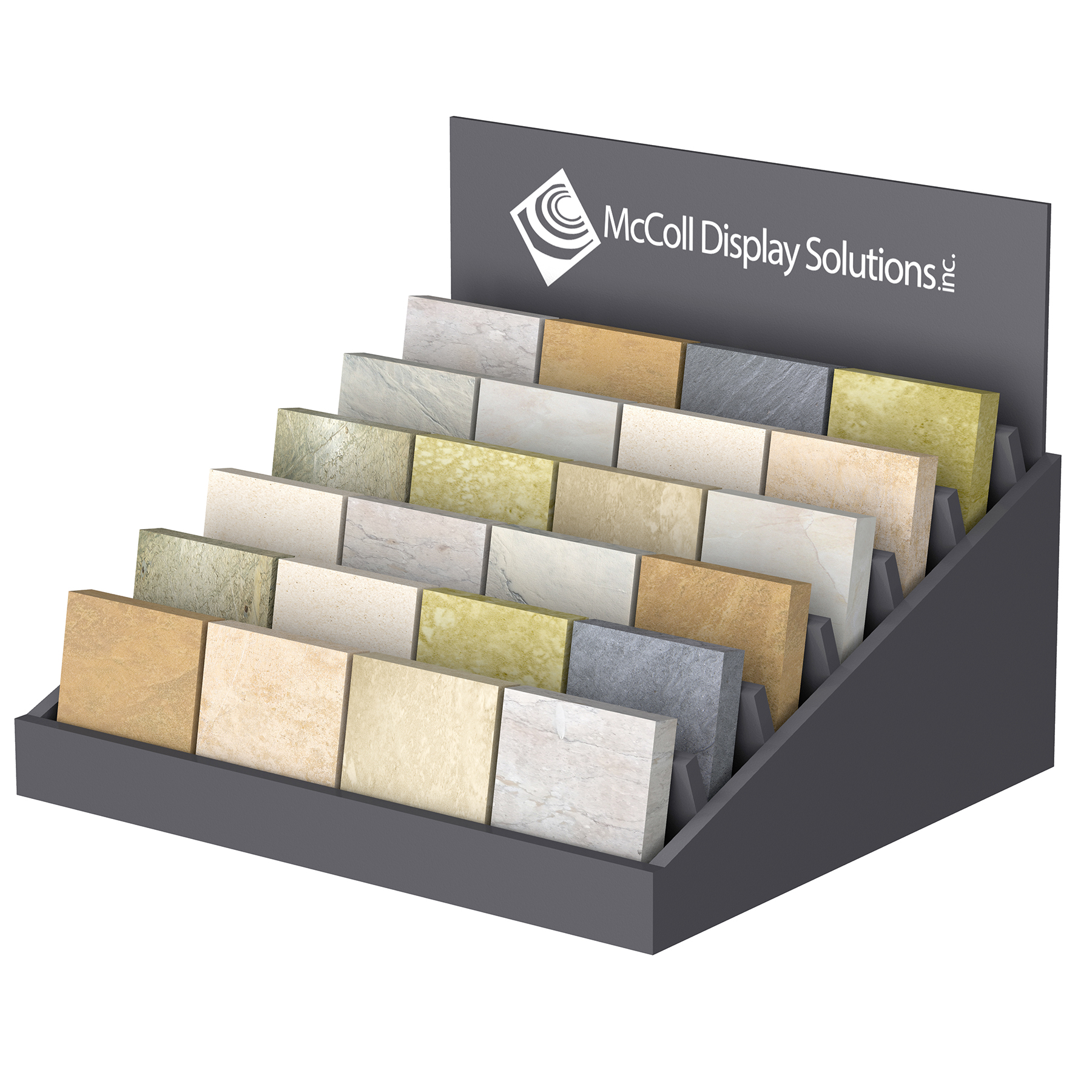 CD69 Countertop Tray Angled Customizable Samples Tile Stone Marble Composite Synthetic Showroom Displays McColl Display