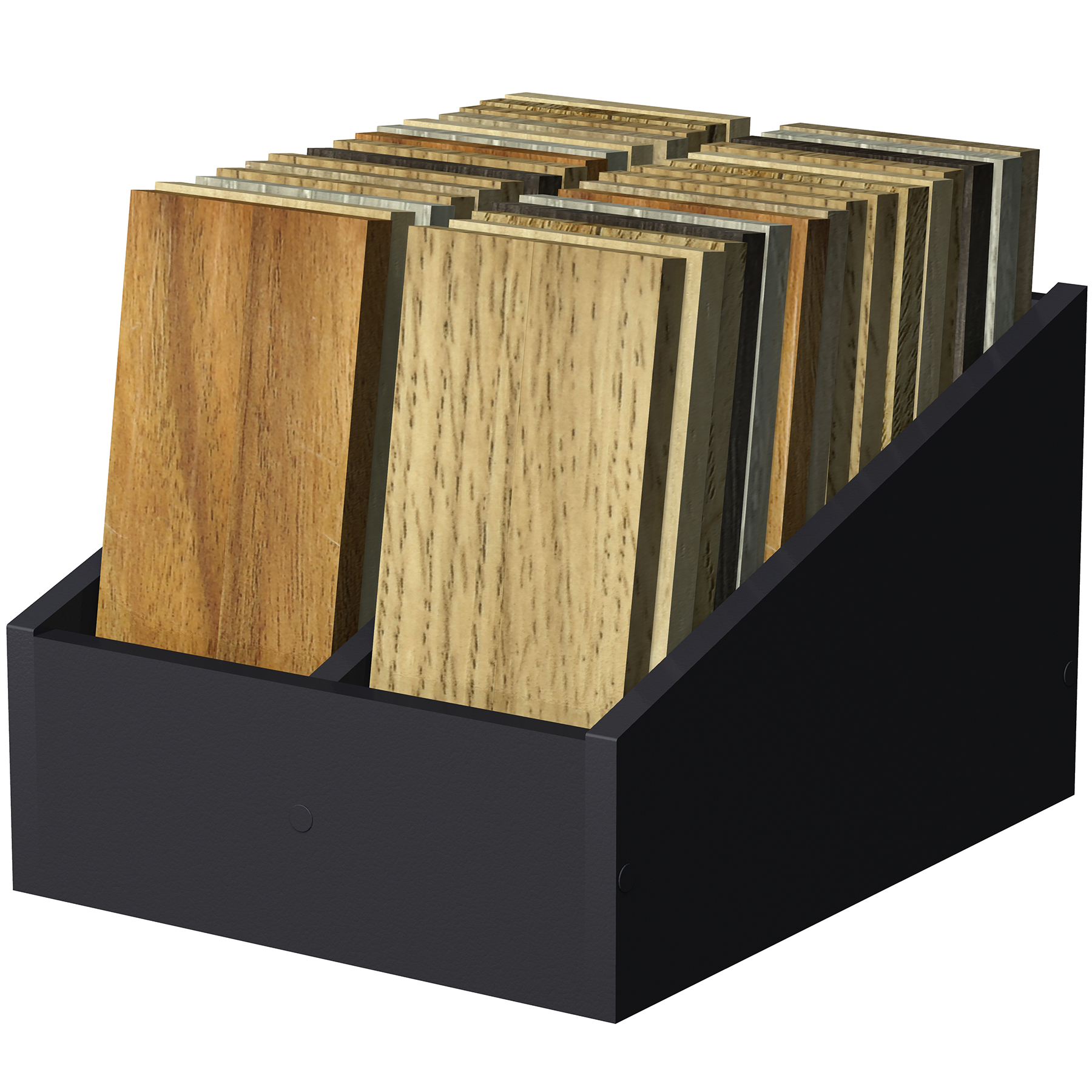 Counter or Tabletop Box for Hardwood Laminate Bamboo Reclaimed Wood Plank Samples Showroom Display Made in the USA